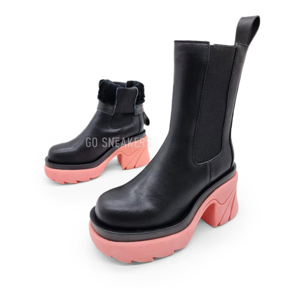 Женские ботильоны Bottega Veneta Lug Black/Pink