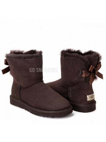 Женские мини угги с бантиками Mini Bailey Bow II Chocolate