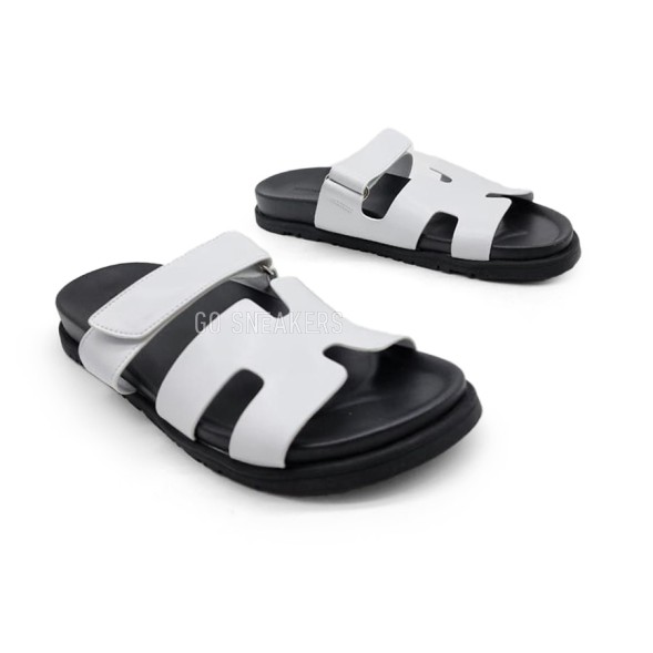 Унисекс сандалии Hermes Flip-flops Leather White/Black