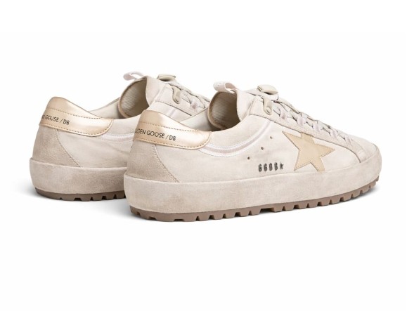 Женские кеды Golden Goose Super-Star Ski in Light Gray Nylon With Metallic Star