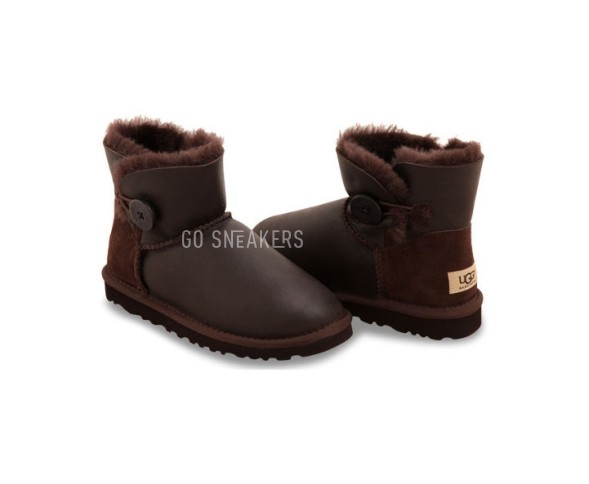 Женские мини угги с пуговицей Bailey Button Mini Metallic Chocolate