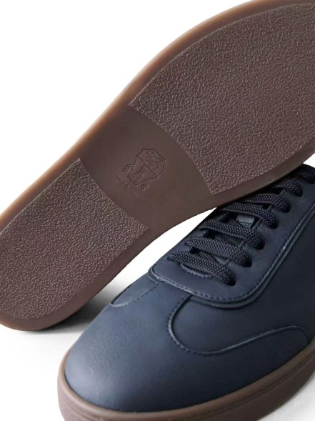 Мужские кеды Brunello Cucinelli Leather Sneakers Navy