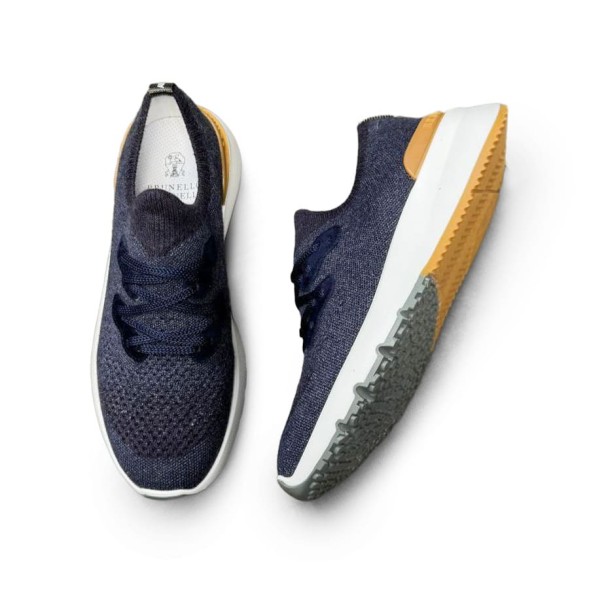 Мужские кроссовки Brunello Cucinelli Textile Run Navy